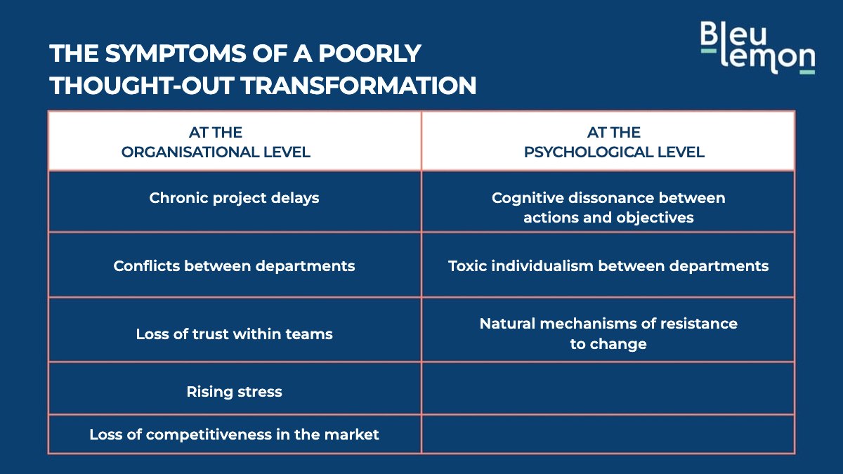 Illustration for the section “So what are the symptoms of a poorly thought-out transformation”